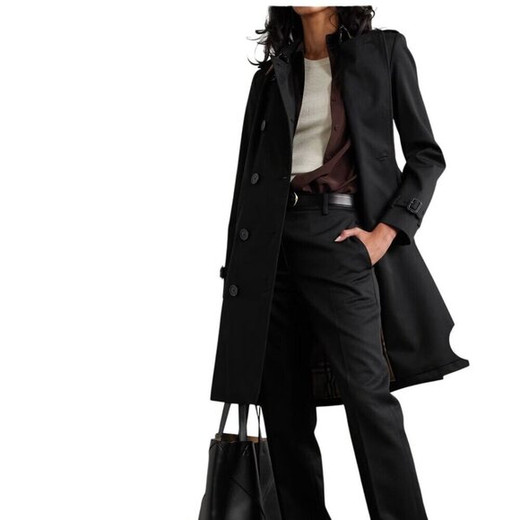 Burberrys London Vintage Classic Black Nova Check Trench Coat Size 12 - Picture 4 of 9